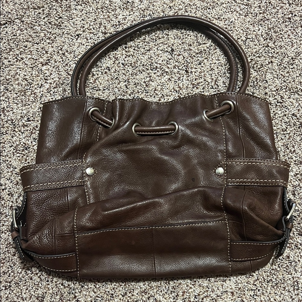 Fossil Dark Brown Leather Shoulder Bag